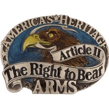 Second Amendment Gun Right To Keep Bear Arms Eagle 90s NOS Vintage Belt Buckle