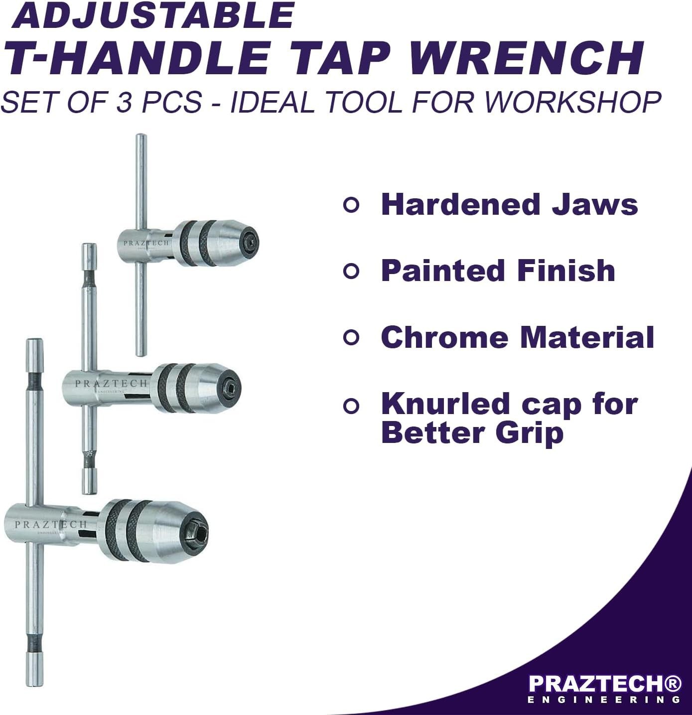 Adjustable T Handle Tap Wrench Set  3 Piece M1-M4 / M4-M8 / M6-M12 | ATW-0053