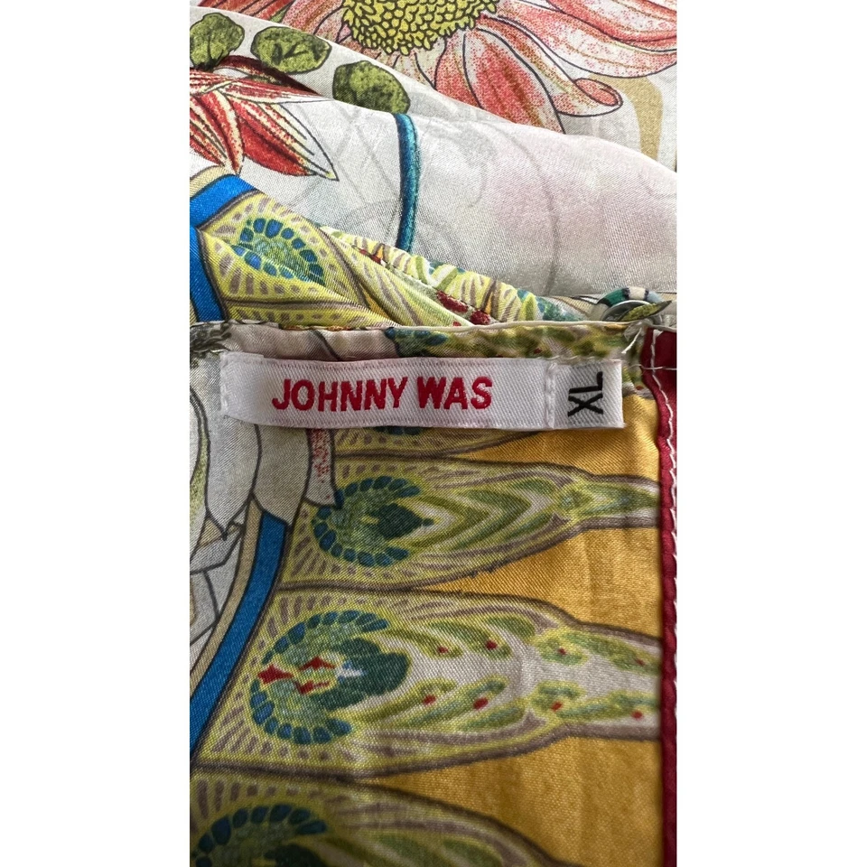 Vestido túnica estilo kimono floral de seda Johnny Was XL caftán manga 3/4 crema - aire acondicionado Foto 4 de 4