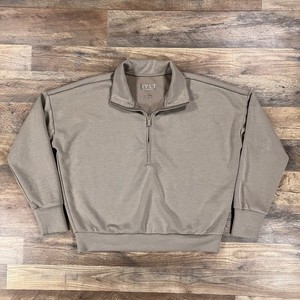 BYLT 1/4 Zip Womens Small Beige Long Sleeve Performance Stretch Pullover Top