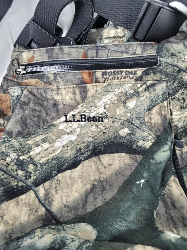 L L BEAN MOSSY OAK Camo Hunting Bib Overalls Men's Sz M Woodland Greens Browns - Image 3 of 4