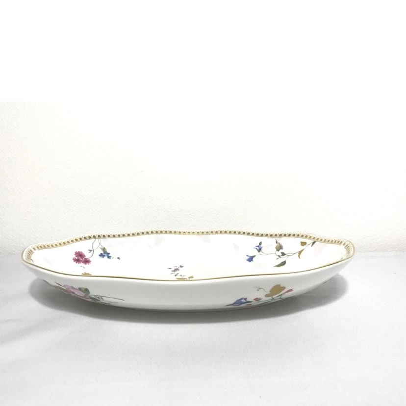 Plato Ovalado Wedgwood Oro Rosa Blanco Floral con Borde Dorado 26 cm x 19,5 cm Foto 4 de 4