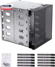 Stainless Steel Hard Drive Cage 5.25" to 5X 3.5" SAS SATA HDD Cage for Computer