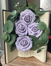 Folded Book Art Vase with Flowers   Handmade Literary Decor
