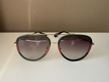 GUCCI GG0062S Aviator Green/Red Unisex Sunglasses with Light Grey Lens 57mm