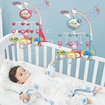 Musical Rotating Baby Bed Bell with Projector Light Newborn Crib Stroller Gift