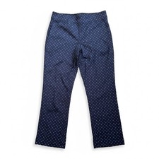 Lands End Starfish Slim Leg Pants XL Navy Blue Polka Dot Knit Pull On TrouserNWT