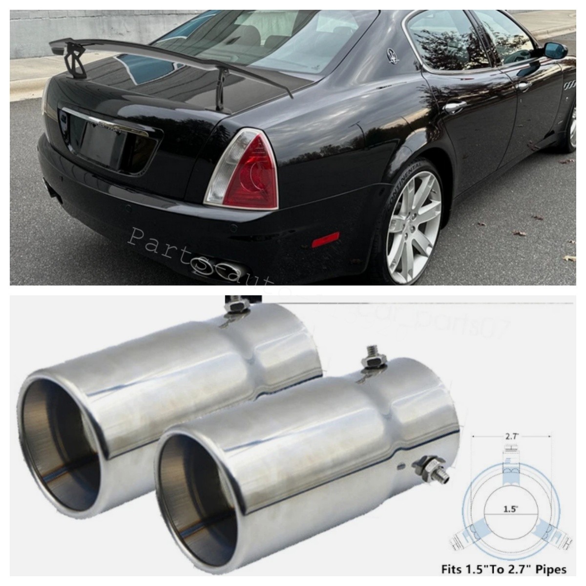 2X For Maserati Quattroporte Exhaust Pipe Tip Rear Tail Throat Muffler Steel US
