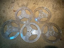 Lot of 5 SCOTCH Plastic 7" Empty Take Up Reels, clear, old styel. B6