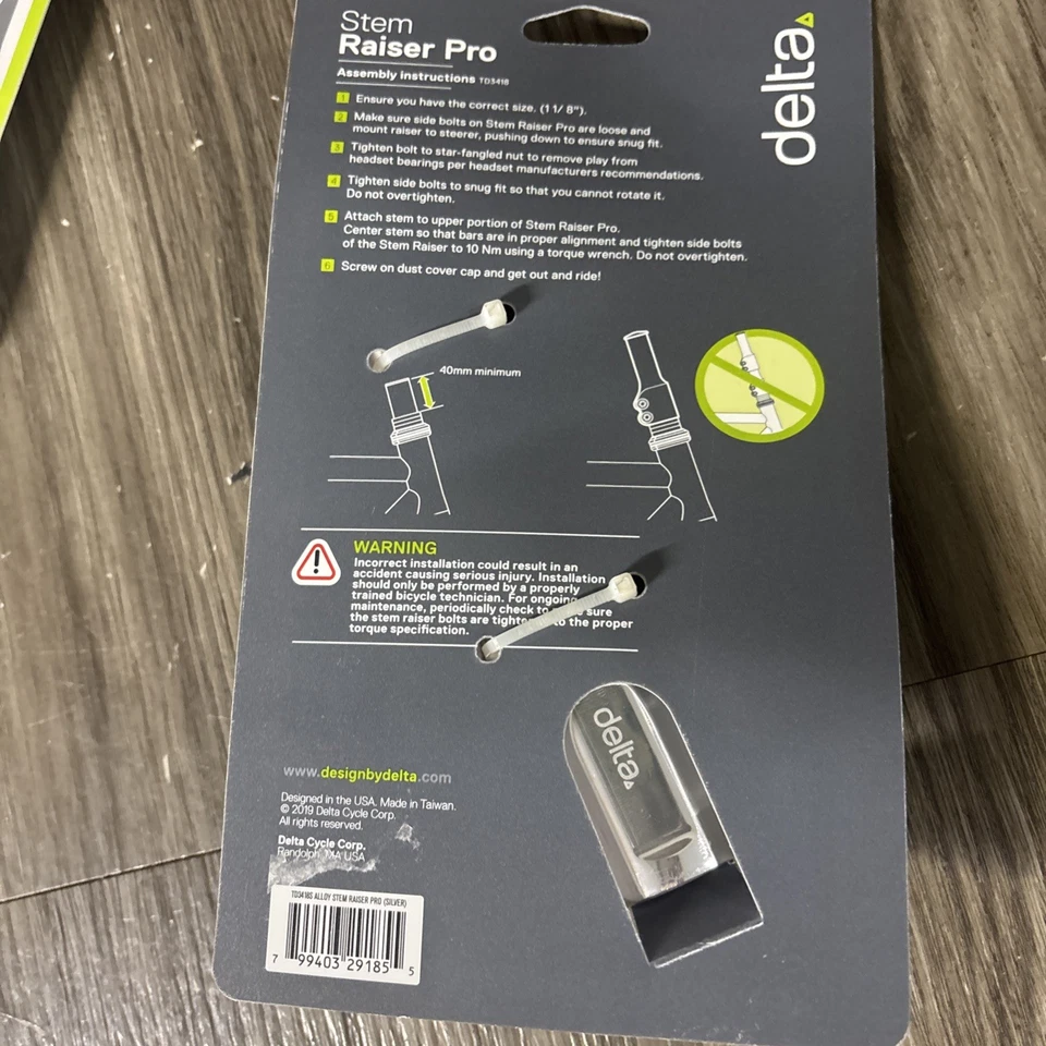 DELTA BIKE BICYCLE STEM RISER 1-1/8 x 4in PRO SILVER THREADLESS #R3 - Image 2 of 2