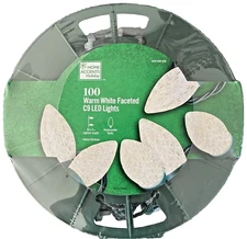 HOME Depot ACCENTS Christnas HOLIDAY 100 Ct Warm White Faceted C9 LED Lights 65'