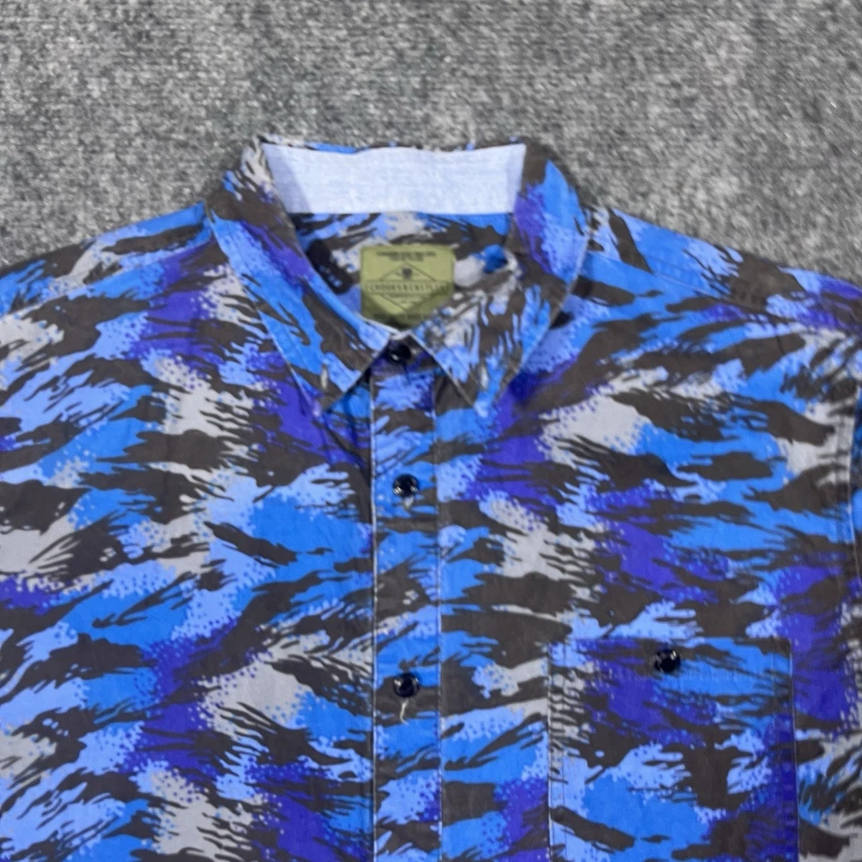 Crooks and Castles Shirt Mens Medium Tiger Stripe Camo Abstract Canvas Button - Image 2 of 4