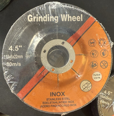 NEW 25 Pack INOX 4.5'' Stainless Steel Grinding Wheels 80 m/s 11.5x6x22 mm NEW!!