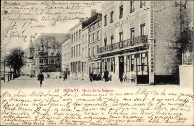 Ak Dinant Wallonien Namur, Quai de la Meuse, Hotel Delimoy - 3903626