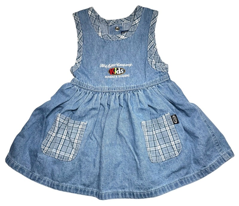 RARE Ouray Ford Motor Company Kids Denim Chambray Dress w/Embroidered Logo 6-12m