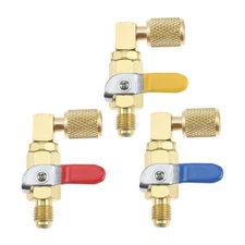 3PCS A/C Refrigerant Ball Valve,1/4inch SAE 90 Degree Shut-Off Valves