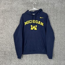 Nike Michigan Wolverines College Hoodie Mens Size M Navy Blue Warm Pullover
