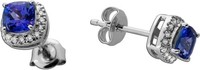 Tansanit Ohrstecker Platin 950 Diamanten 0.2Ct Natur Edelsteine