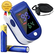Finger Pulse Oximeter Larger Display Blood Oxygen Monitor with Batteries and Lan