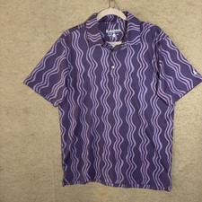 Chubbies Polo Shirt Mens Sz M Purple Geometric Print Stretch Performance