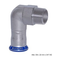 "Geberit Mapress Edelstahl ÜBergangswinkel 90° Ag, 28Mm X 1\""