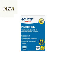 Equate Guaifenesin ER Tablets, Mucus  Chest Congestion Relief, 40 Count