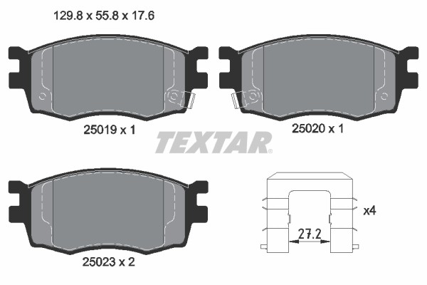 1X Textar 2501901 Bremsbelagsatz Scheibenbremse FüR Hyundai-image