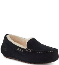 UGG Women's Ansley Water-Resistant Suede Wool Lined Moccasin Slippers AUTHENTIC