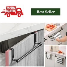 Over Cabinet Towel Rack Stainless Steel Hanging Door Organizer Bathroom
