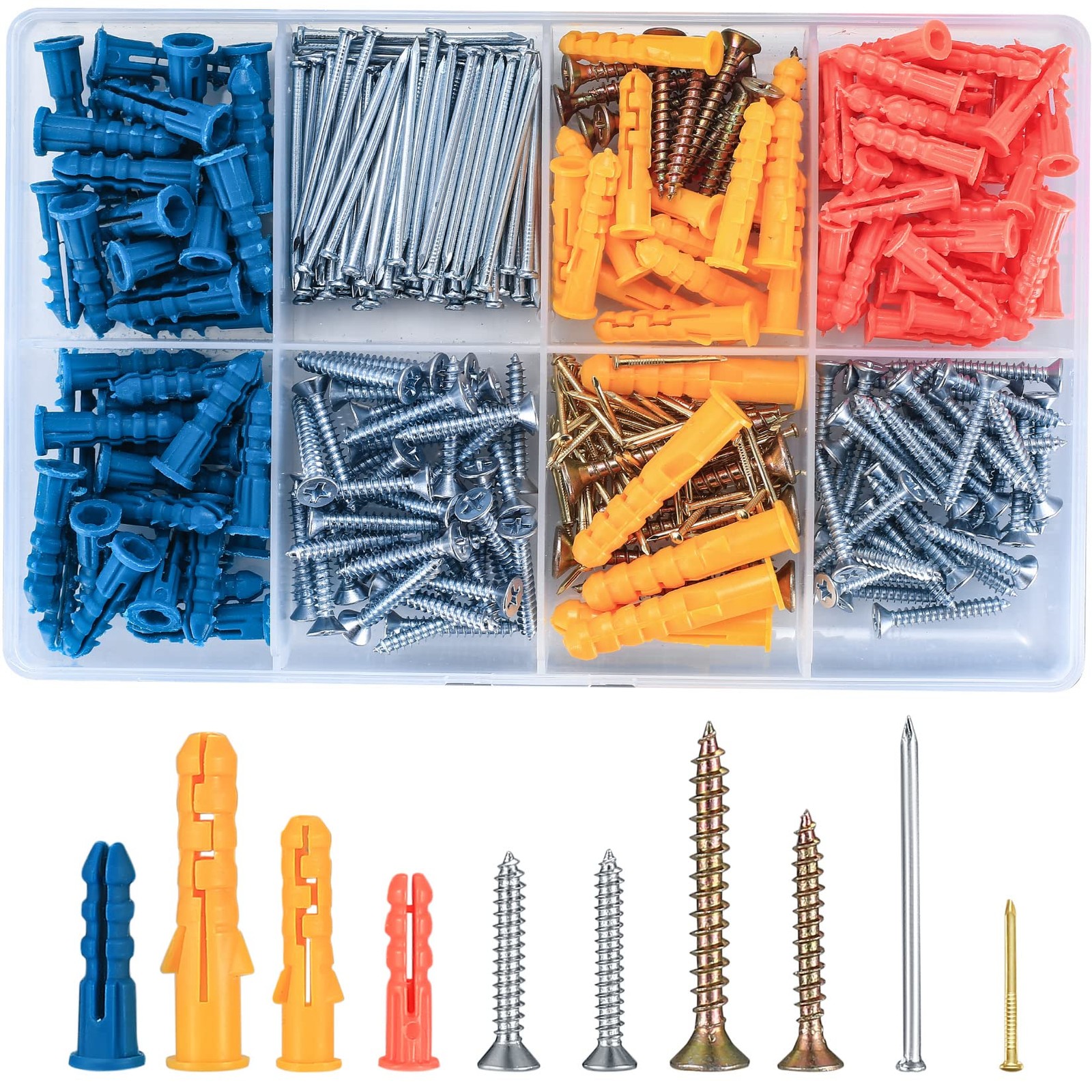 360 Pcs Assorted Screws and Wall 3.5Mm X 25Mm, 4.0Mm X Multi-color