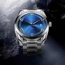 Mens Luxury Silver Watch Stylish Quartz Analog, Dress Business
