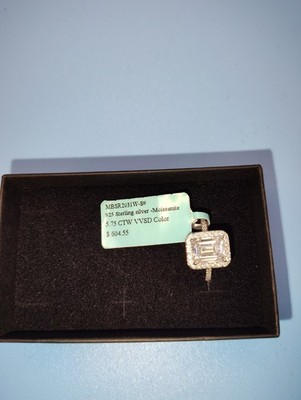 Sterling Silber 925 Moissanit Smaragdschliff Heiligenschein 5,75 ctw Vvsd farbig Größe 7