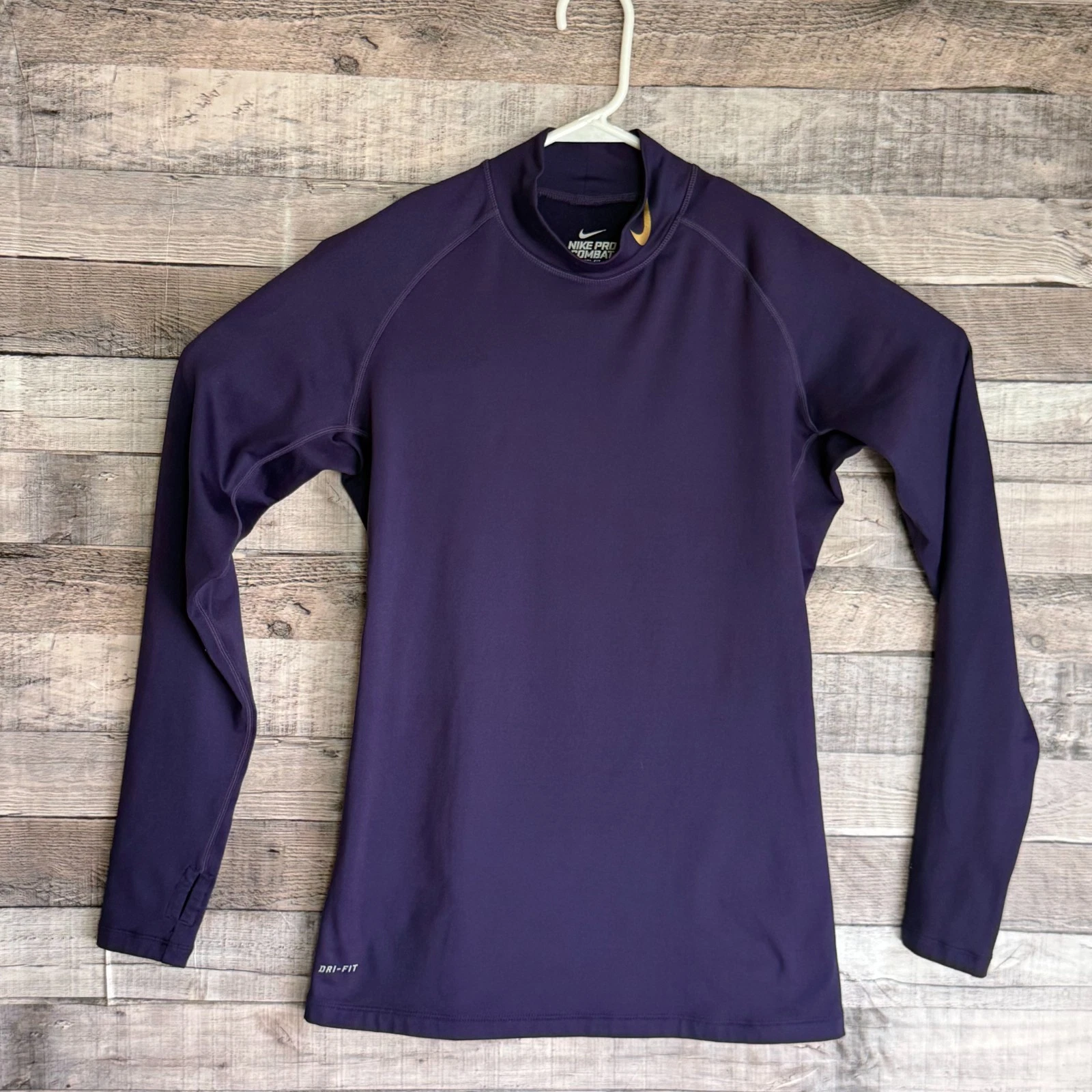 Nike Pro Cobat Compression Mock Neck Shirt Mens Large Purple Thermal Outdoors
