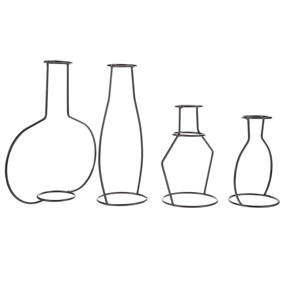 4 stücke Blumenvasen mit Eisenkunst Rahmenrahmen Flasche Home Anordnung - Bild 4 von 4
