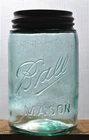 Vintage 1913~1923 BALL MASON BLUE PINT CANNING JAR w/ BIG BUBBLES ~ MOLD #5