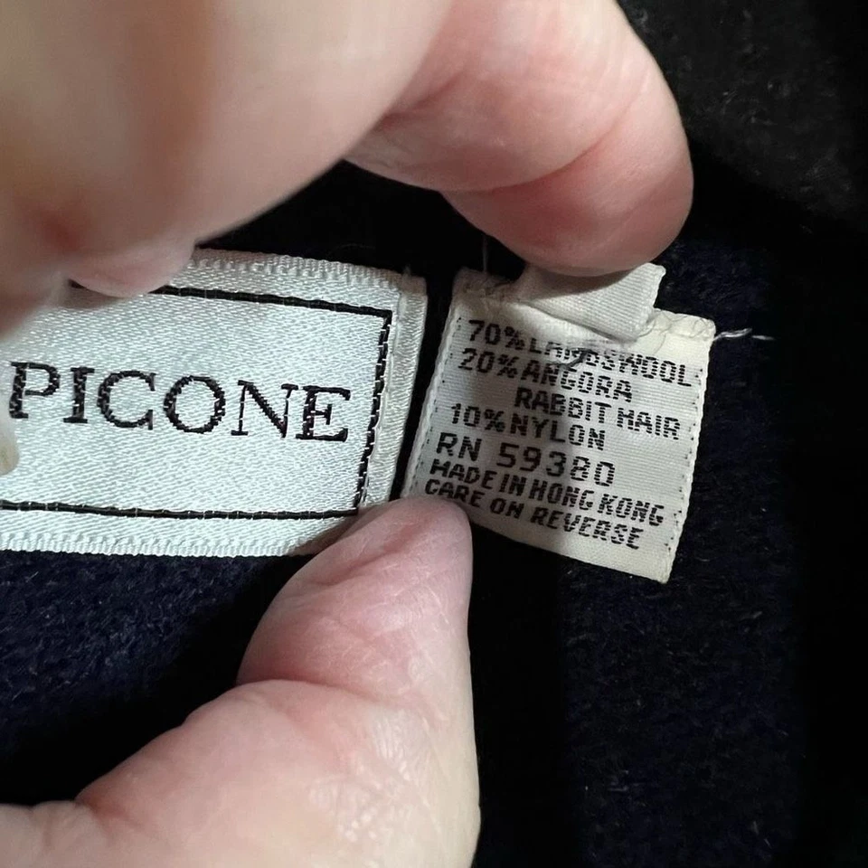 Vintage Sweater Womens M Blue Green Argyle Lambs Wool Angora Short Sleeve Collar - Image 4 of 4