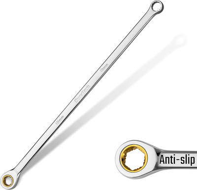 13Mm Extra Long Anti-Slip Ratcheting Wrench, Double Box End Wrench, 12-Point, Me