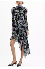 Mango Salma Floral Asymmetrical Hem Dress Size XXS