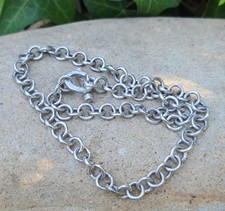 Sterling 925 Solid Silver 8.2mm Cable Chain Necklace 16" Italy Signed 40 grams