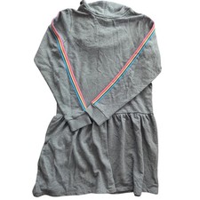 HANNA ANDERSSON Girls Gray Rainbow Stripe Sleeve Hoodie Dress w/Pocket Sz 14/16