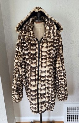 Sheared Mink Fur Coat Hooded Iceberg 2 Tone Mens XL Womens 3XL