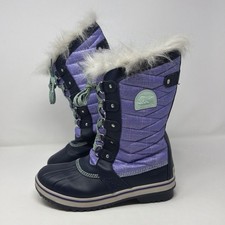 Sorel Tofino II Girls Size 6 Purple Quilted Waterproof Fur Winter Boots