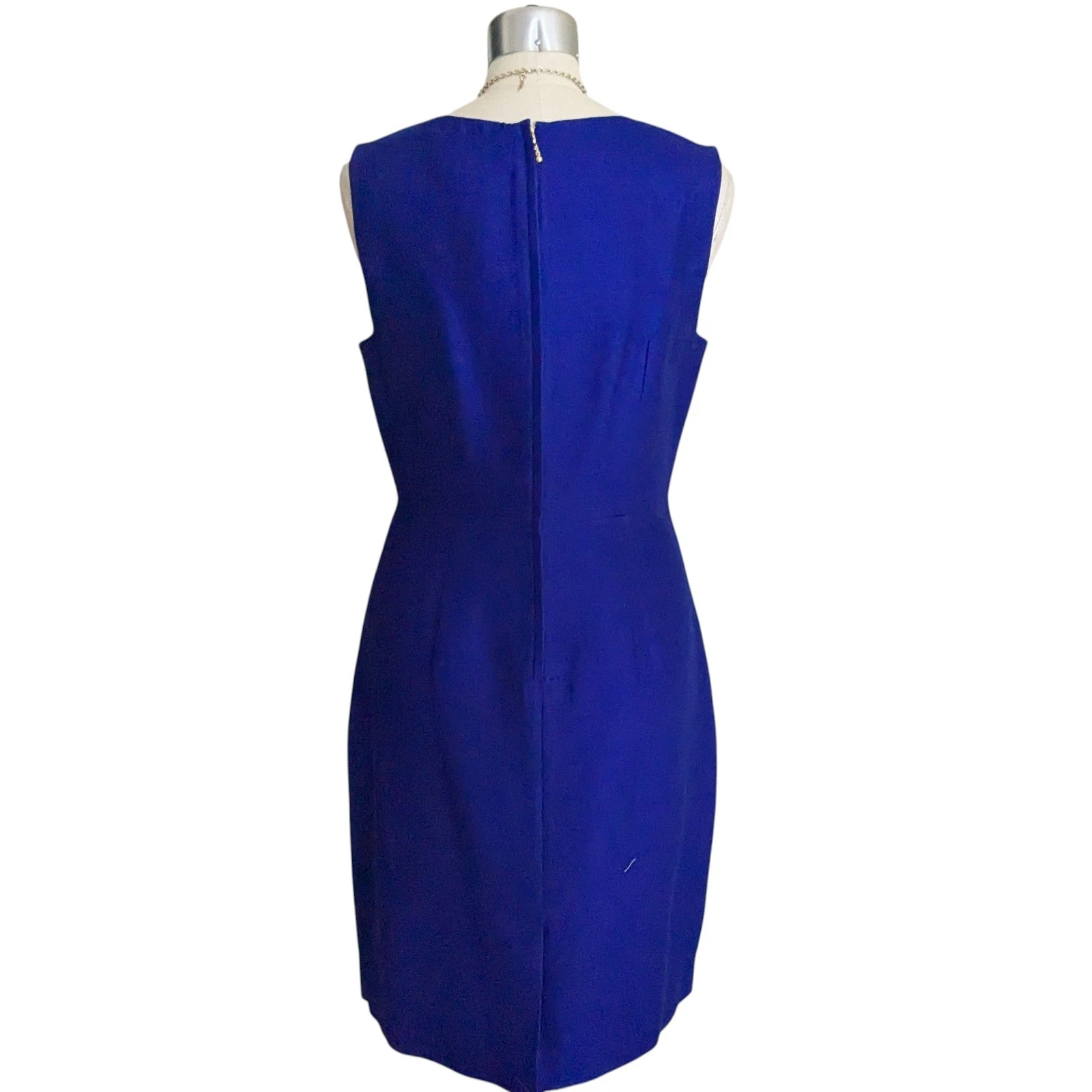 Abito tubino Kate Spade Amanda taglia 14 blu royal cobalto misto cotone seta nuovo con etichette