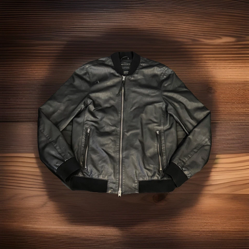 Kooples Men’s Leather Jacket Size Medium Black Full Zip 100% LambSkin - Image 2 of 4