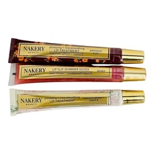 NAKERY Beauty Lip Treatment, Set of 3 Plumping, Line Smoothing & Gloss, Sealed