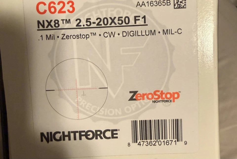 NIGHTFORCE NX8 2.5-20x50mm 8X Zoom Range F1 Illuminated Moar Riflescope - Image 4 of 4