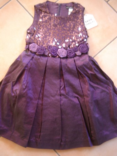 (C299) David Charles Girls Kleid Trägerkleid + Pailletten & Rosen Besatz gr.104 - 第 1/5 張圖片