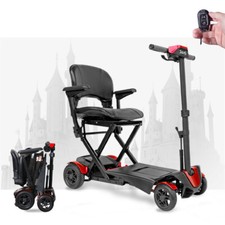 Remote Control Foldable Electric Mobility Scooter Lightweight 10 miles 24V Red