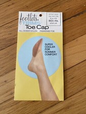 NEW Vintage All Sheer Nylon Footlets Trims Toe Cap Size 8.5-11 Made in USA