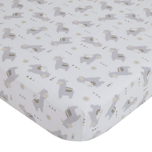 NoJo Mama's Little Llama Grey, White and Charcoal 4 Piece Nursery Crib Beddin... - Picture 3 of 10